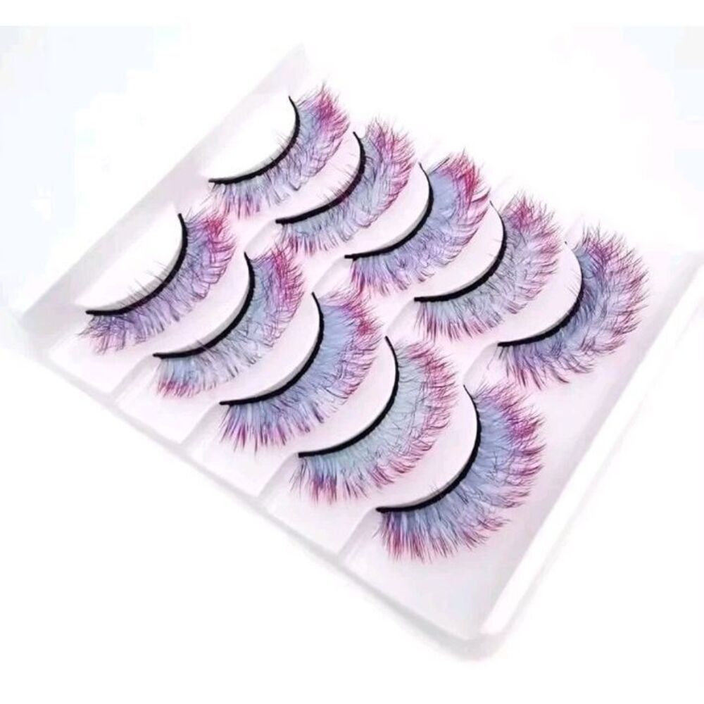 NWOT Set of 5 Ombre Teal Magenta Lashes - Picture 4 of 5